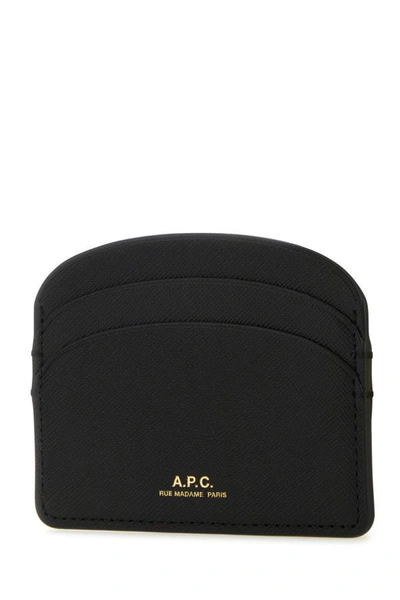 Shop Apc A.p.c. Woman Black Leather Demi-lune Card Holder