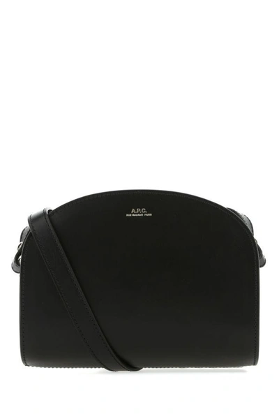 Shop Apc A.p.c. Woman Black Leather Mini Demi Lune Shoulder Bag