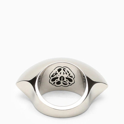 Shop Alexander Mcqueen Domed Ring In Brass Women In Silver