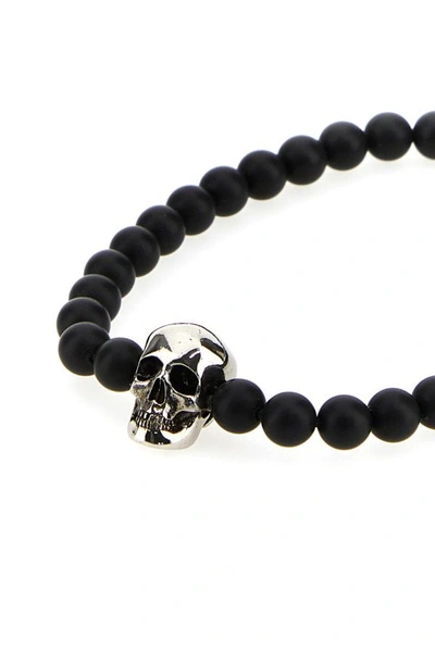 Shop Alexander Mcqueen Man Black Beads Skull Bracelet