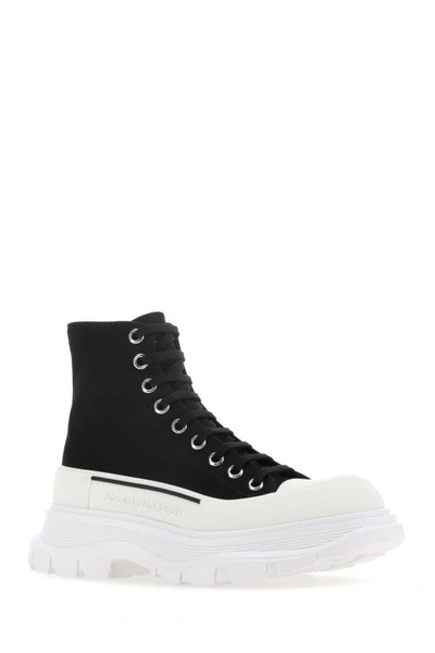 Shop Alexander Mcqueen Man Black Canvas Canvas Sack Sneakers