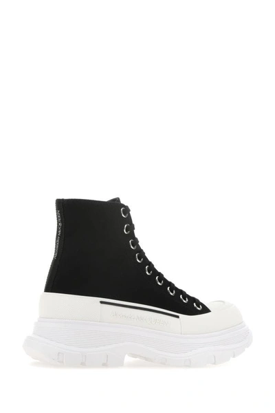 Shop Alexander Mcqueen Man Black Canvas Canvas Sack Sneakers