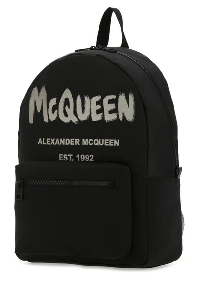 Alexander Mcqueen Black Graffiti Metropolitan Printed Backpack In Black
