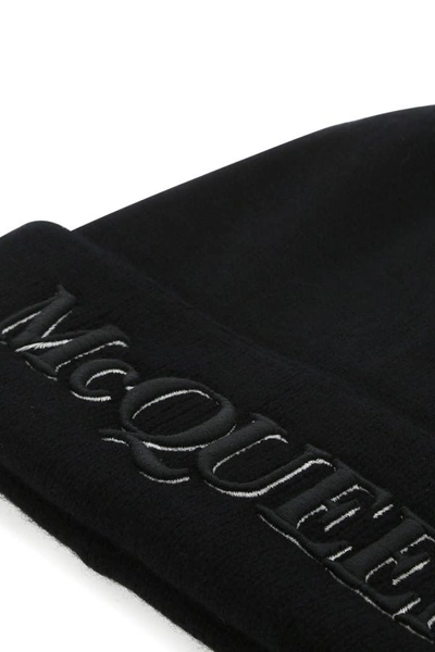 Alexander Mcqueen Wool And Cashmere Hat With Logo In Black