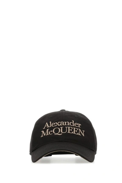 Shop Alexander Mcqueen Man Black Cotton Hat