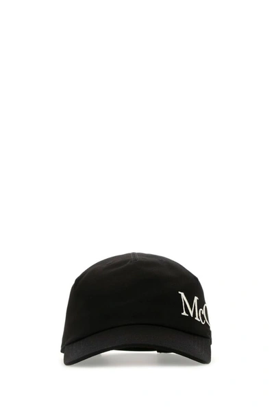 Shop Alexander Mcqueen Man Black Gabardine Baseball Cap