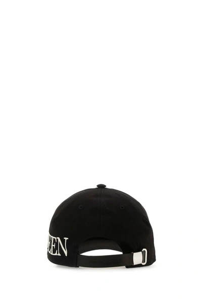 Shop Alexander Mcqueen Man Black Gabardine Baseball Cap