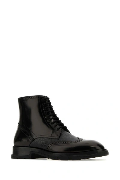 Alexander Mcqueen Leather Ankle Boot In Black