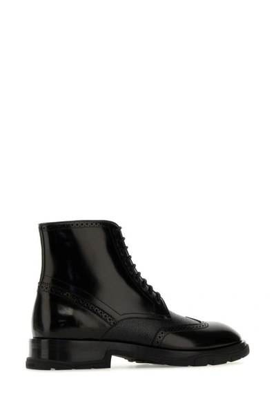 Alexander Mcqueen Leather Ankle Boot In Black