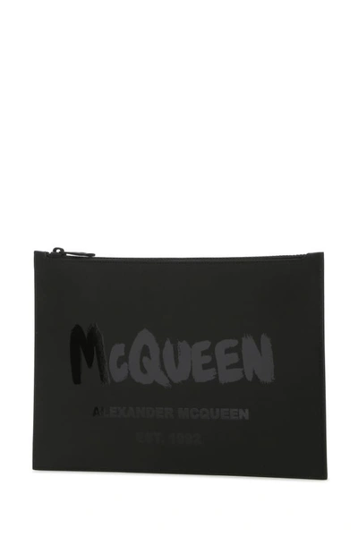 Shop Alexander Mcqueen Man Black Leather Clutch