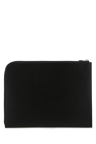 Alexander Mcqueen Men Black Leather Document Holder In Black
