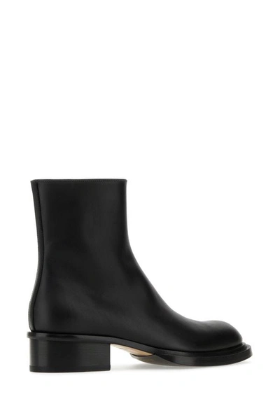 Shop Alexander Mcqueen Man Black Leather Stack Ankle Boots