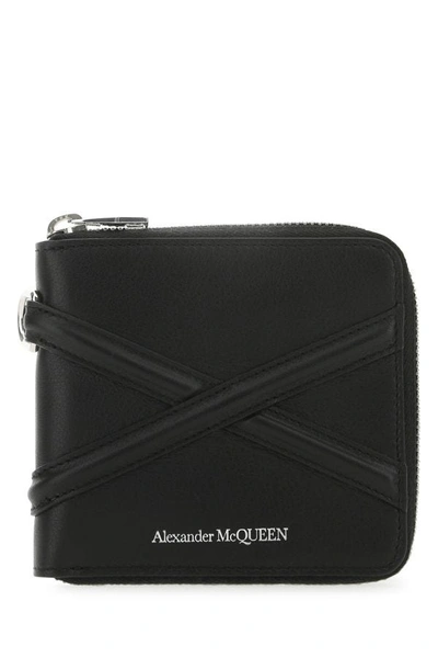 Alexander Mcqueen Zip-up Bifold Leather Wallet In Black