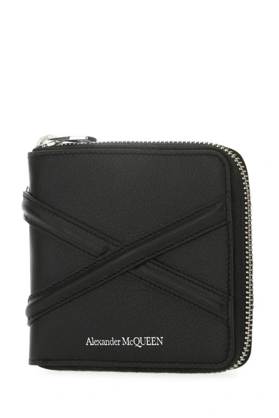 Alexander Mcqueen Zip-up Bifold Leather Wallet In Black