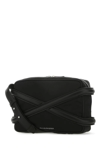 Shop Alexander Mcqueen Man Black Nylon Harness Crossbody Bag