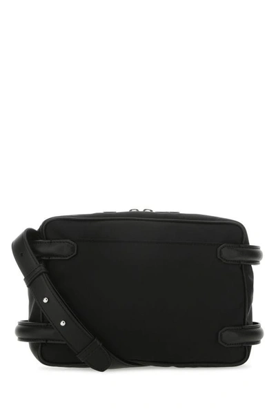 Shop Alexander Mcqueen Man Black Nylon Harness Crossbody Bag