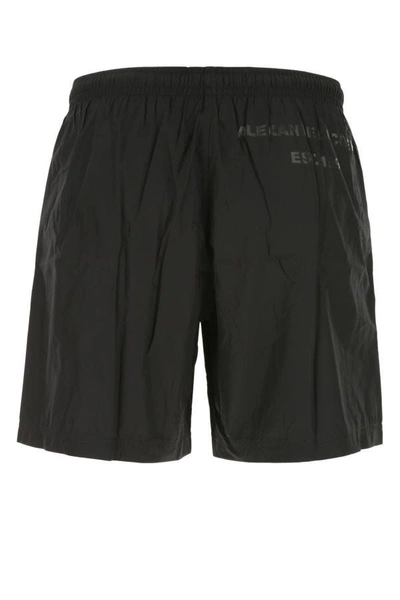 Shop Alexander Mcqueen Man Black Nylon Swimming Shorts