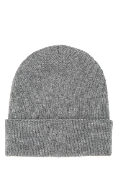 Alexander Mcqueen Logo Embroidered Cashmere Beanie In Gray