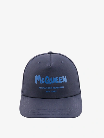 Shop Alexander Mcqueen Man Hat Man Blue Hats