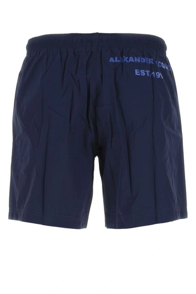 Shop Alexander Mcqueen Man Midnight Blue Nylon Swimming Shorts