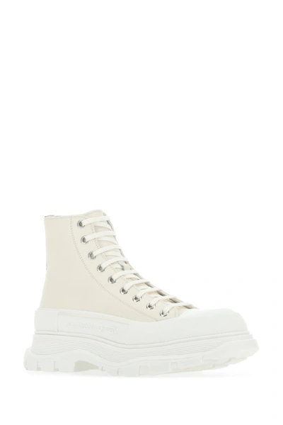 Shop Alexander Mcqueen Man Sand Leather Tread Slick Sneakers In Brown