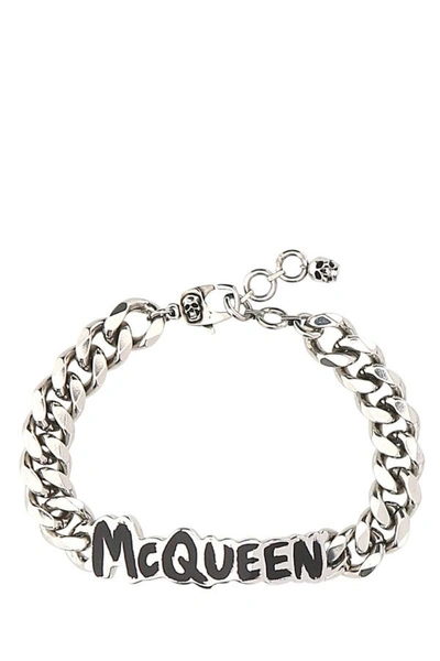 Shop Alexander Mcqueen Man Silver Metal Bracelet