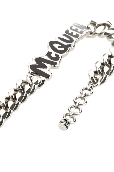 Shop Alexander Mcqueen Man Silver Metal Bracelet