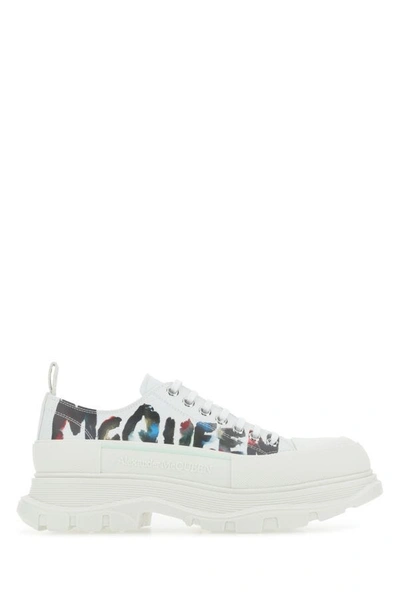 Shop Alexander Mcqueen Man White Leather Tread Slick Sneakers