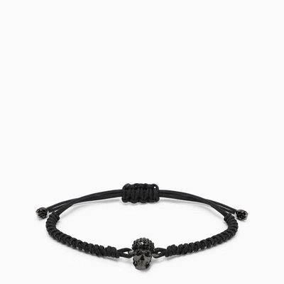 Shop Alexander Mcqueen Skull Adjustable Bracelet With Pavé Men In Black