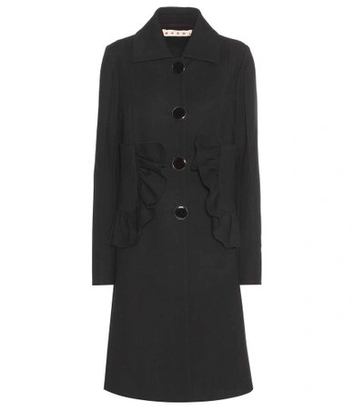 Shop Marni Cotton-blend Overcoat In Llack