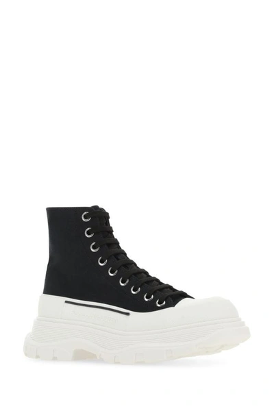 Shop Alexander Mcqueen Woman Black Canvas Tread Slick Sneakers