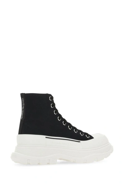 Shop Alexander Mcqueen Woman Black Canvas Tread Slick Sneakers