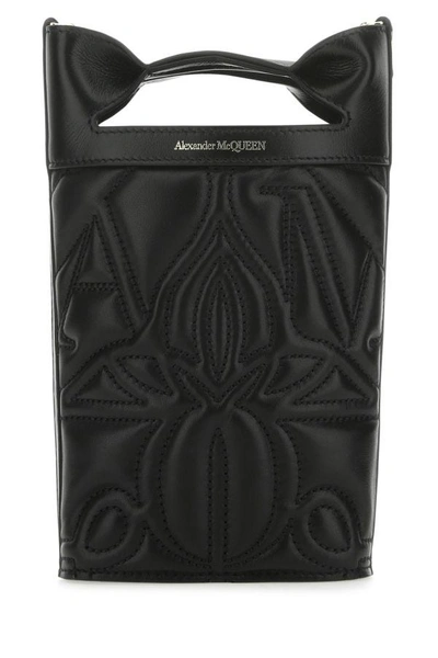 Alexander Mcqueen The Bow Black Bucket Bag With Quilted Detailing In Leather Woman In Black