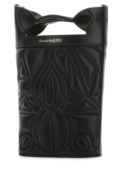 Alexander Mcqueen The Bow Black Bucket Bag With Quilted Detailing In Leather Woman In Black
