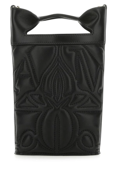 Alexander Mcqueen The Bow Black Bucket Bag With Quilted Detailing In Leather Woman In Black