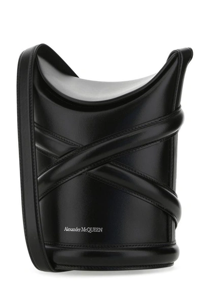 Alexander Mcqueen The Streamlined Leather Bucket Bag In Black