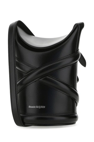Alexander Mcqueen The Streamlined Leather Bucket Bag In Black