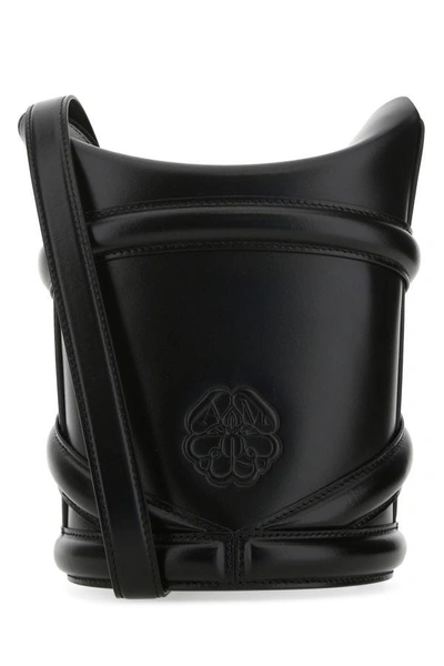 Alexander Mcqueen The Streamlined Leather Bucket Bag In Black
