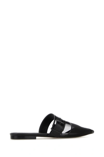 Alexander Mcqueen Black Mesh And Leather Punk Slippers In Black