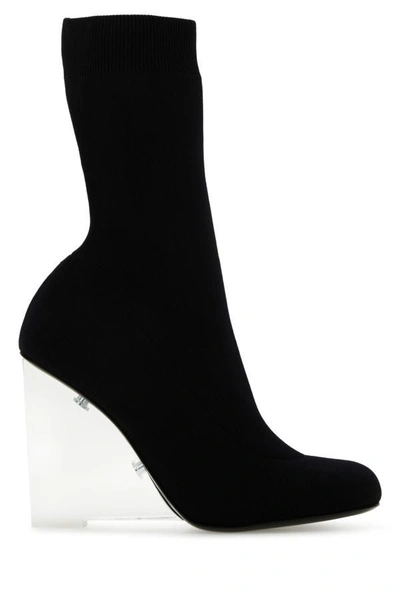 Alexander Mcqueen Black Stretch Nylon Shard Ankle Boots In Black