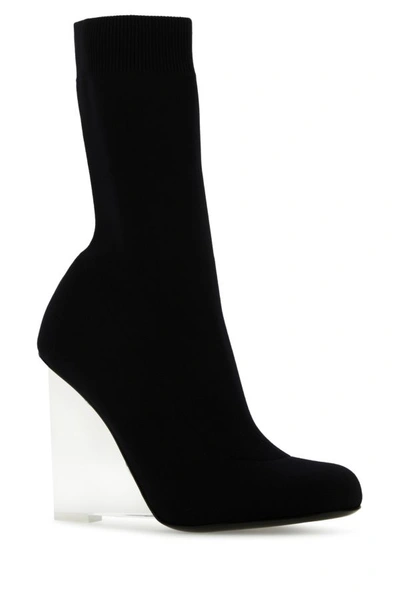 Alexander Mcqueen Black Stretch Nylon Shard Ankle Boots In Black