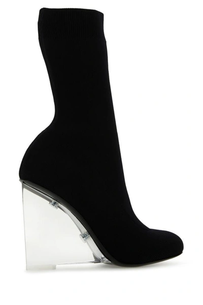 Shop Alexander Mcqueen Woman Black Stretch Nylon Shard Ankle Boots