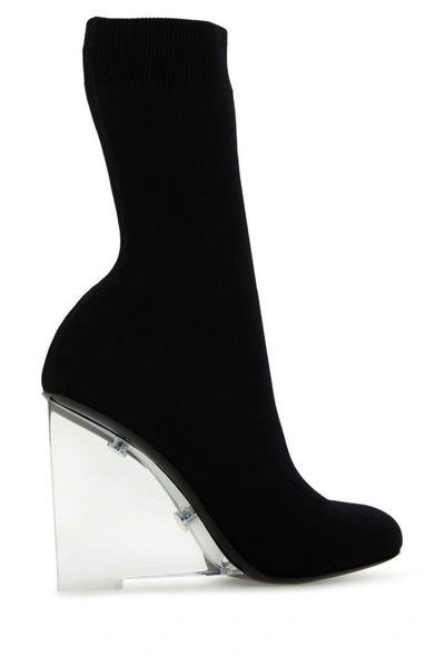 Alexander Mcqueen Black Stretch Nylon Shard Ankle Boots In Black