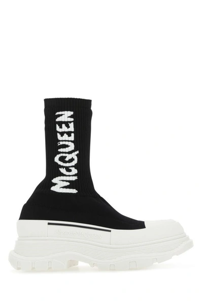 Shop Alexander Mcqueen Woman Black Stretch Nylon Tread Slick Sneakers