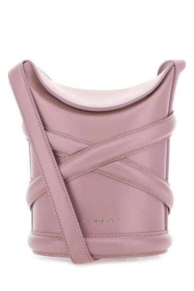 Shop Alexander Mcqueen Woman Dark Pink Leather The Curve Bucket Bag