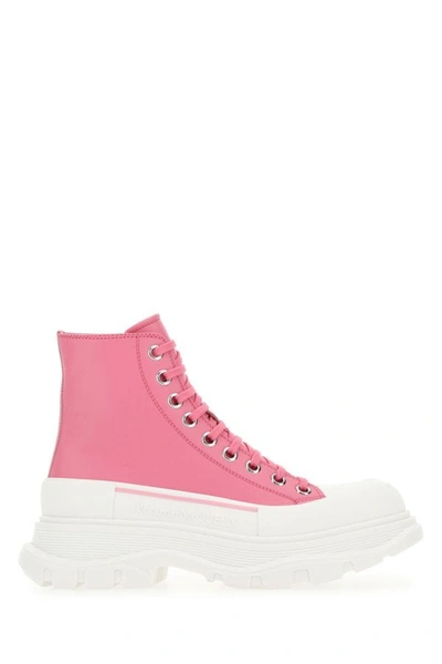 Shop Alexander Mcqueen Woman Dark Pink Leather Tread Slick Sneakers