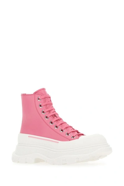 Shop Alexander Mcqueen Woman Dark Pink Leather Tread Slick Sneakers