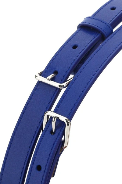 Shop Alexander Mcqueen Woman Electric Blue Leather Belt