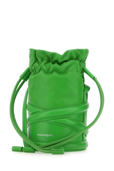 Shop Alexander Mcqueen Woman Grass Green Leather Bucket Bag