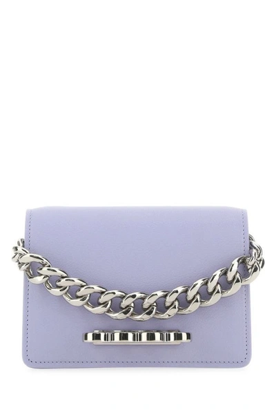 Shop Alexander Mcqueen Woman Lilac Leather Mini The Four Ring Handbag In Purple